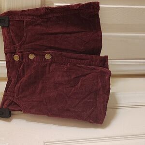btween Maroon Corduroy Skirt with Gold Buttons